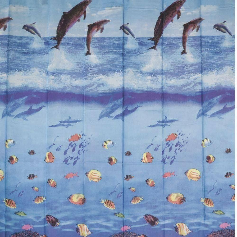 Cortina Box PVC Náuticas Color Bella Casa 198cmx180cm Azul