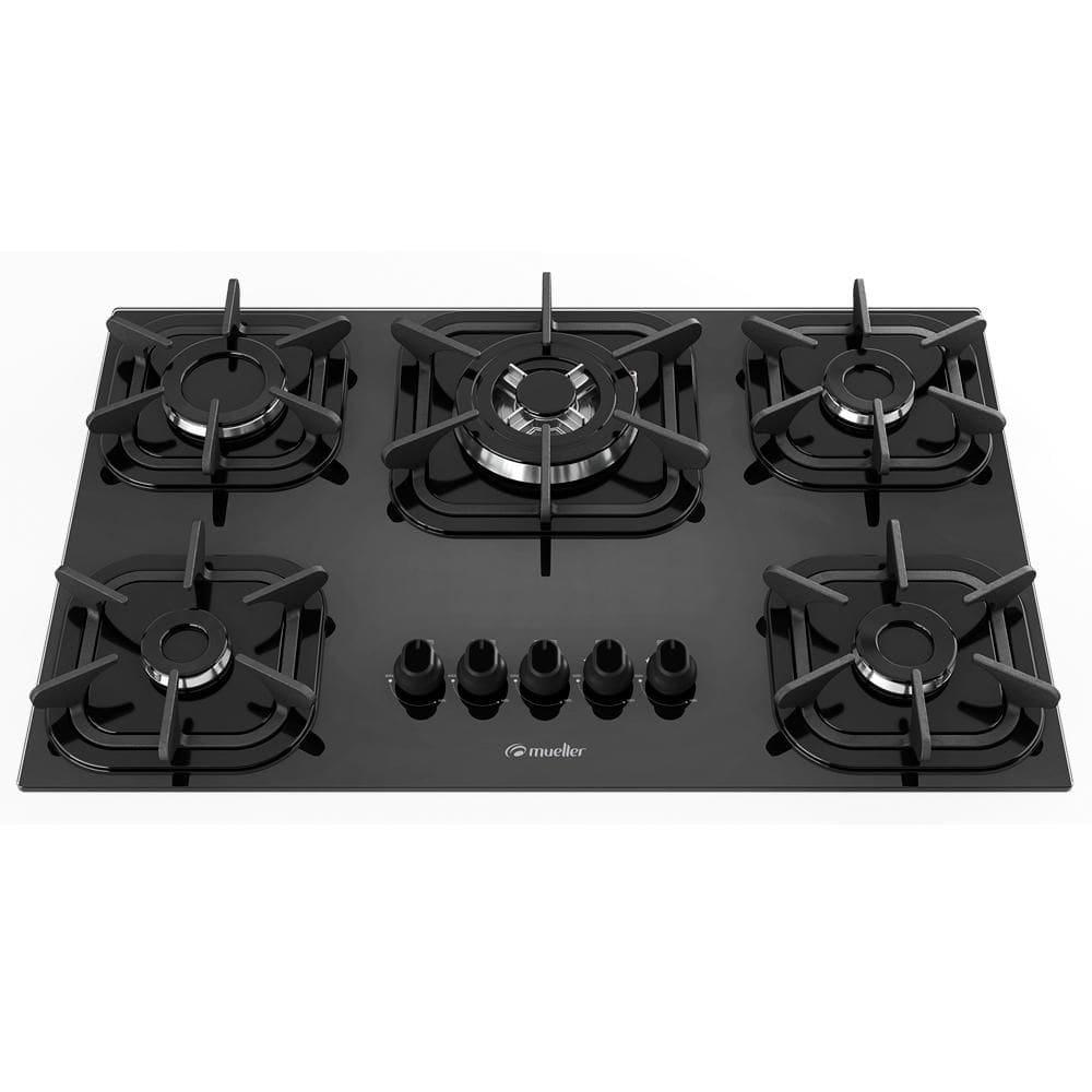 Cooktop Mueller 5 bocas Preto com Queimador Tripla chama