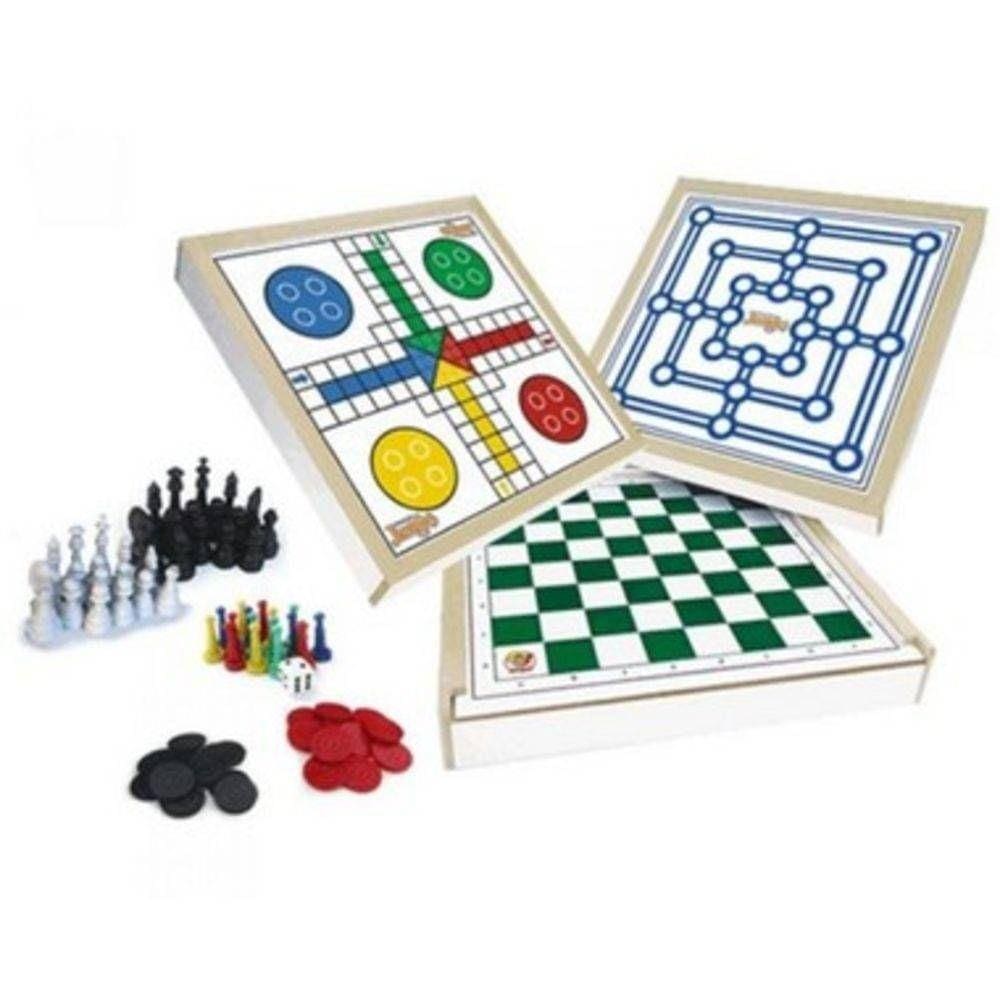 Jogo Tabuleiro 4 Em 1 Dama Ludo Trilha Pega Vareta Brinquedo