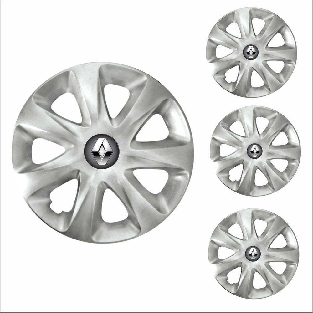 Jogo Calota Aro 13 Clio 2014 2015 Renault + Emblema Resinado