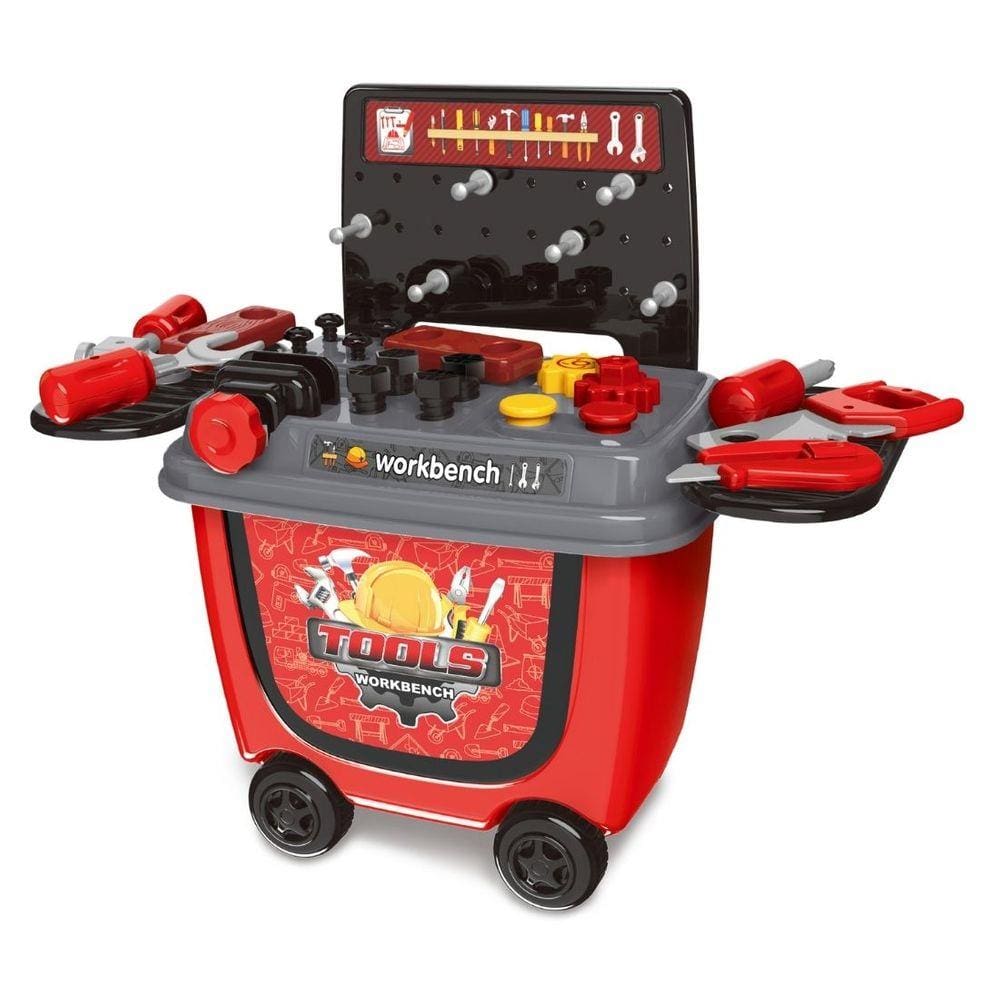 Brinquedo Maleta Ferramenta Bancada Infantil Carrinho 2 em 1
