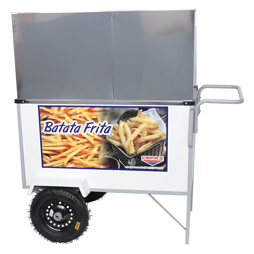 Carrinho Batata Frita Cefaz Branco Guarda Sol BL40P-GS