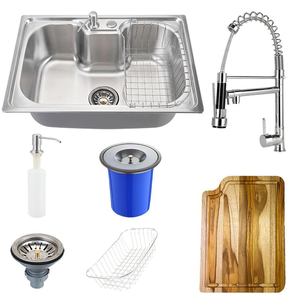 Cuba Para Cozinha Pia Inox Com Acessórios Tábua E Lixeira Carajás Torneira Gourmet Monocomando Munim Pingoo.casa