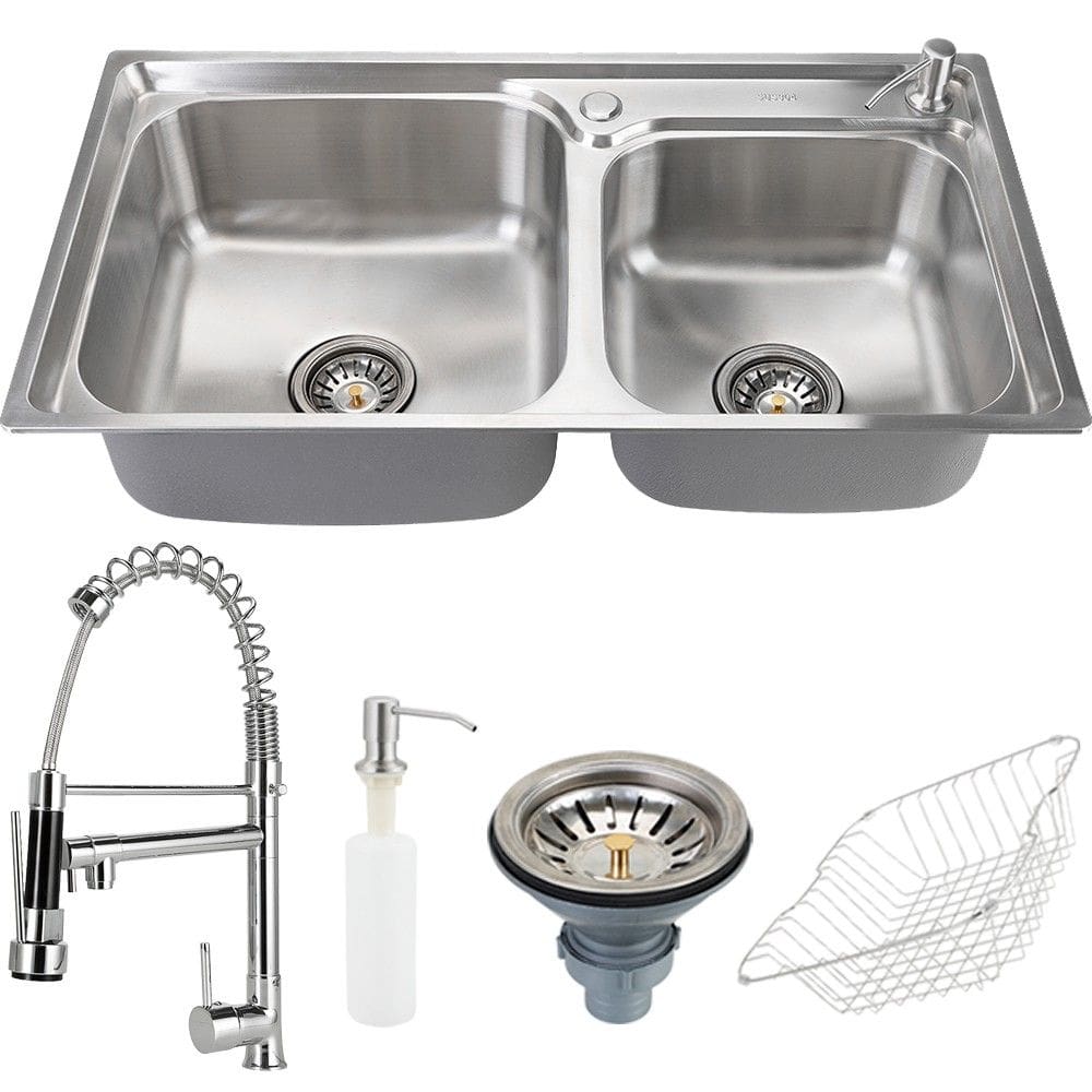 Cuba Para Cozinha Pia Dupla Com Acessórios Potiguara E Torneira Misturador Monocomando Gourmet Munim Pingoo.casa