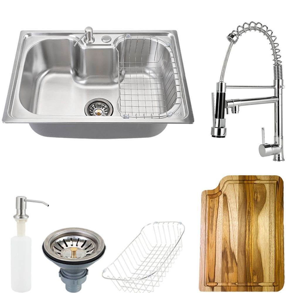 Cuba Para Cozinha Pia Inox Com Acessórios Tábua Carajás E Torneira Gourmet Monocomando Munim Pingoo.casa