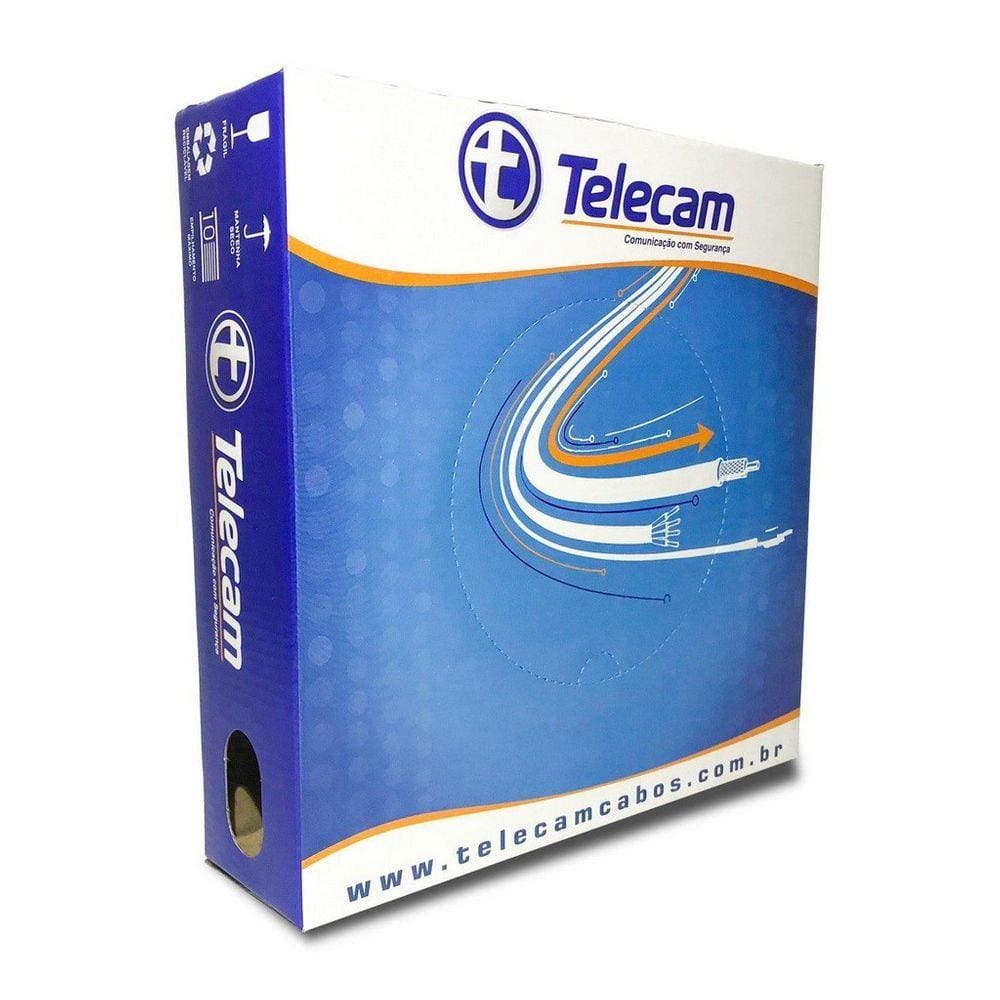 Cabo Coaxial 4mm Flexível Bipolar 80% Malha Cobre Telecam - 100 Metros
