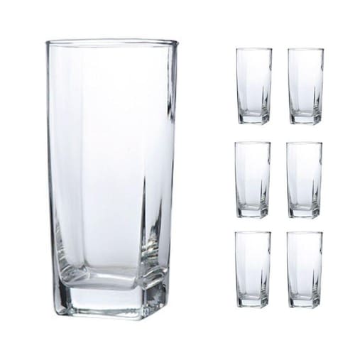 imagem-Jogo De 6 Copos Vidro Bali Quadrado Luxo 320ml Transparente
