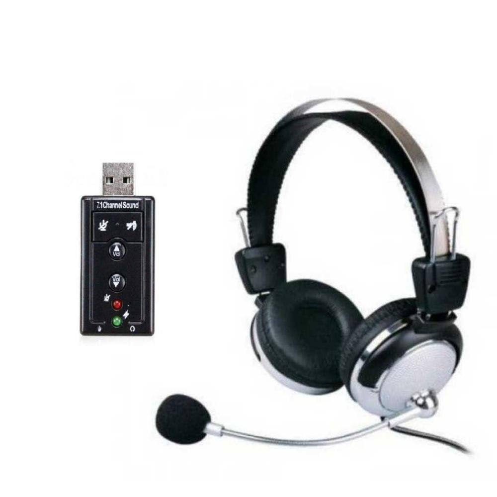 Kit Fone Headset E Adaptador Placa De Som Usb X P3 | Extra