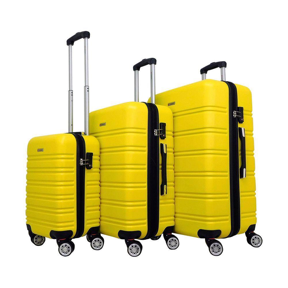 Kit Conjunto 3 Malas Rígidas 360° com TSA - Gladiador A3 - Amarelo