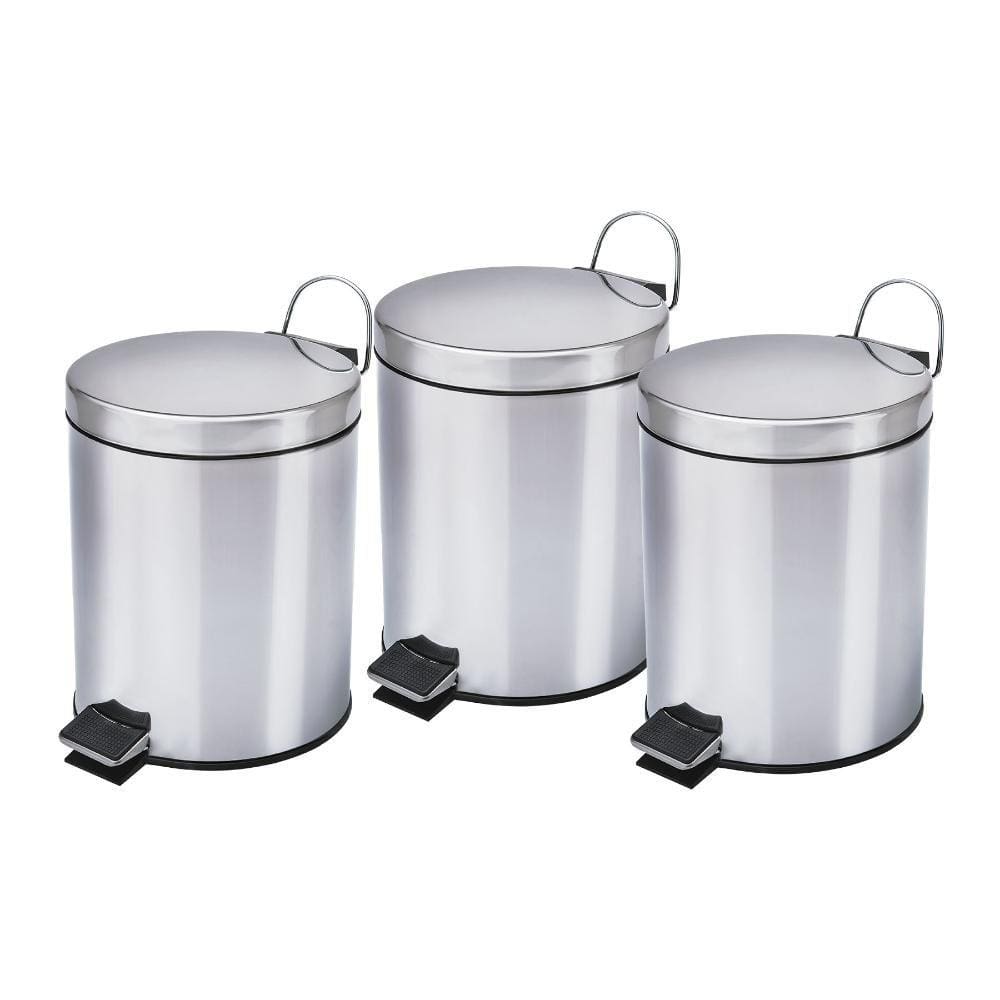 Kit 3 lixeiras aço inox de 5 litros Travel Max