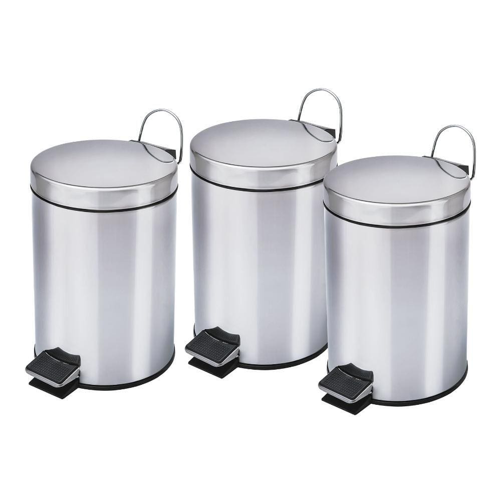 Kit 3 lixeiras aço inox de 3 litros Travel Max