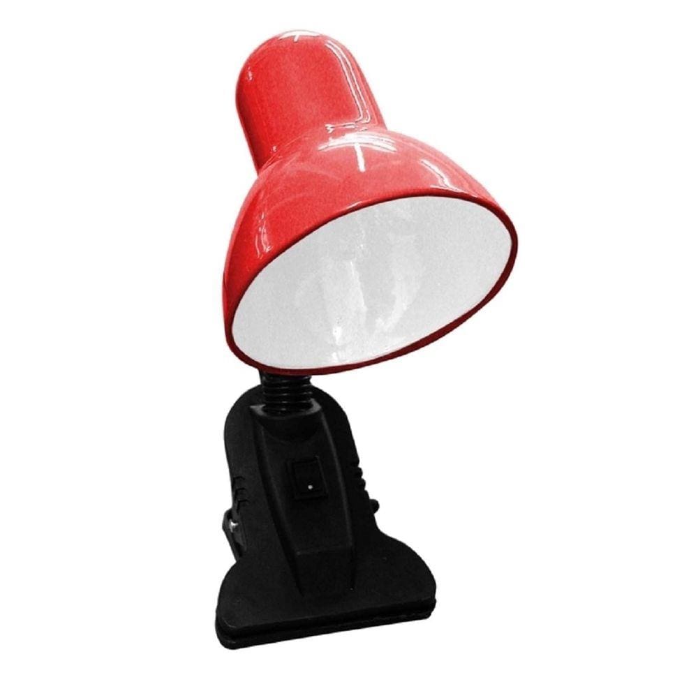 Luminaria Articulavel De Mesa Com Garra Presilha Sala Trabalho Escritorio Abajur vermelho