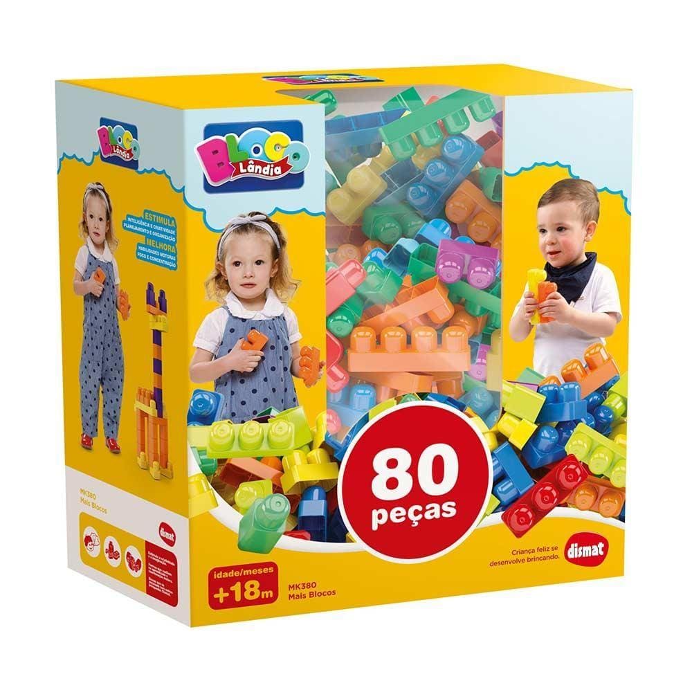 Blocos de Montar Mais Blocos - Blocolândia 80 Peças - Dismat