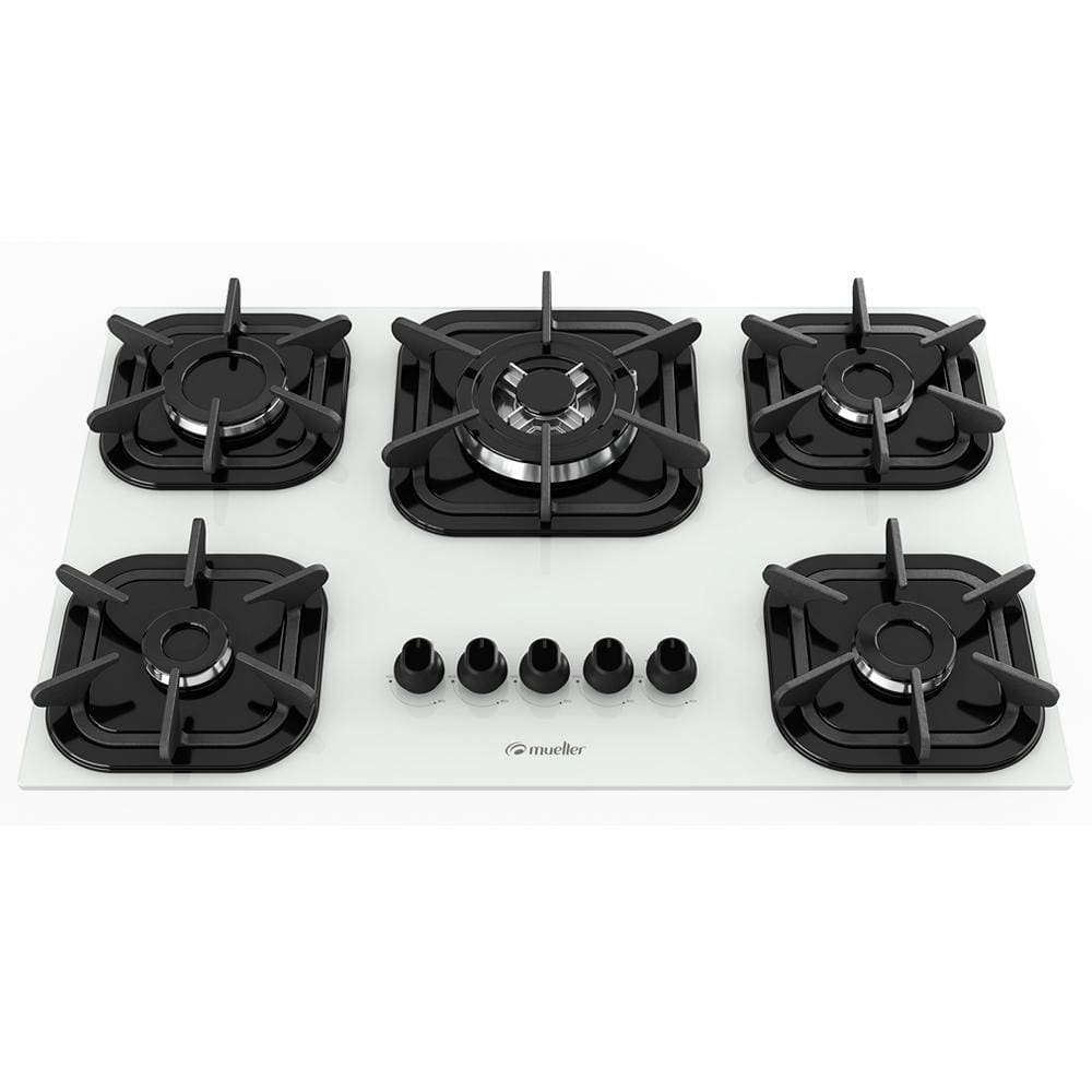 Cooktop Mueller 5 bocas Branco com Queimador Tripla chama