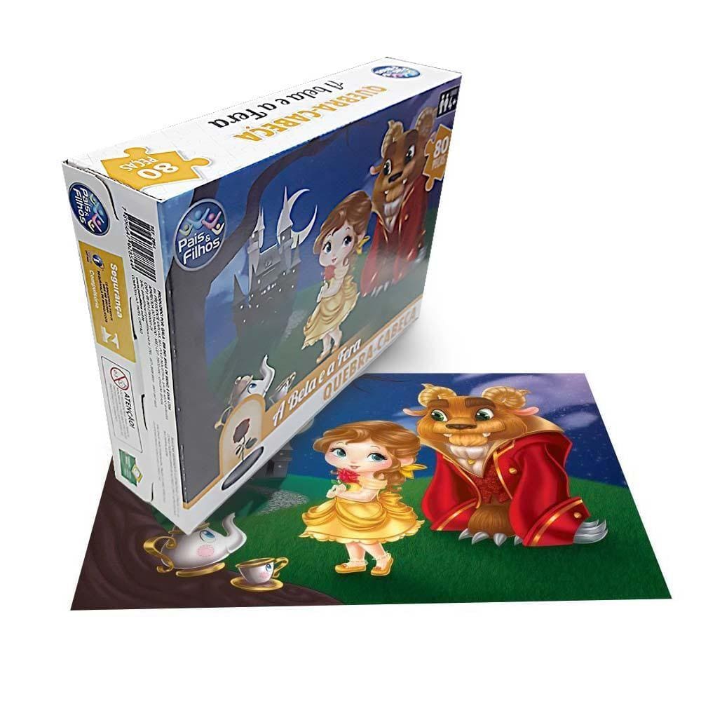 Quebra Cabeça A Bela e a Fera - 80 Peças - Pais e Filhos