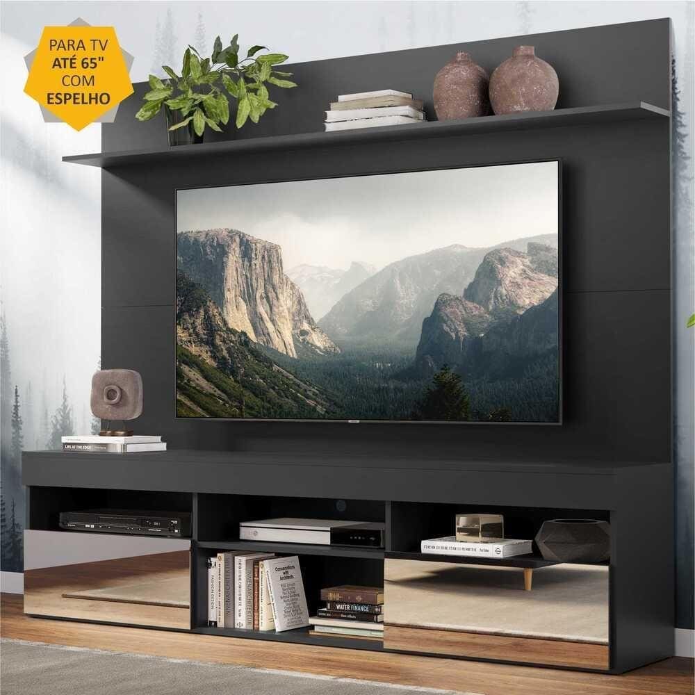 Rack c/ Espelho e Painel TV 65" c/ Prateleira Madri Multimóveis