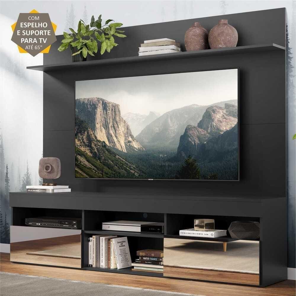 Rack c/ Espelho e Painel TV 65" c/ Suporte e Prateleira Madri Multimóveis