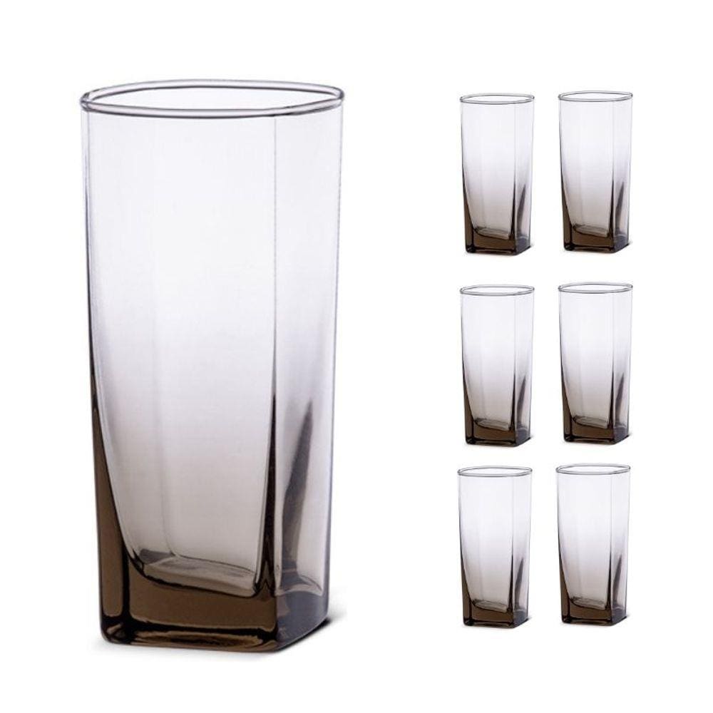 Copo Vidro 320ml (Suco, água) BALI SOLID jogo c/ 6 Cinza