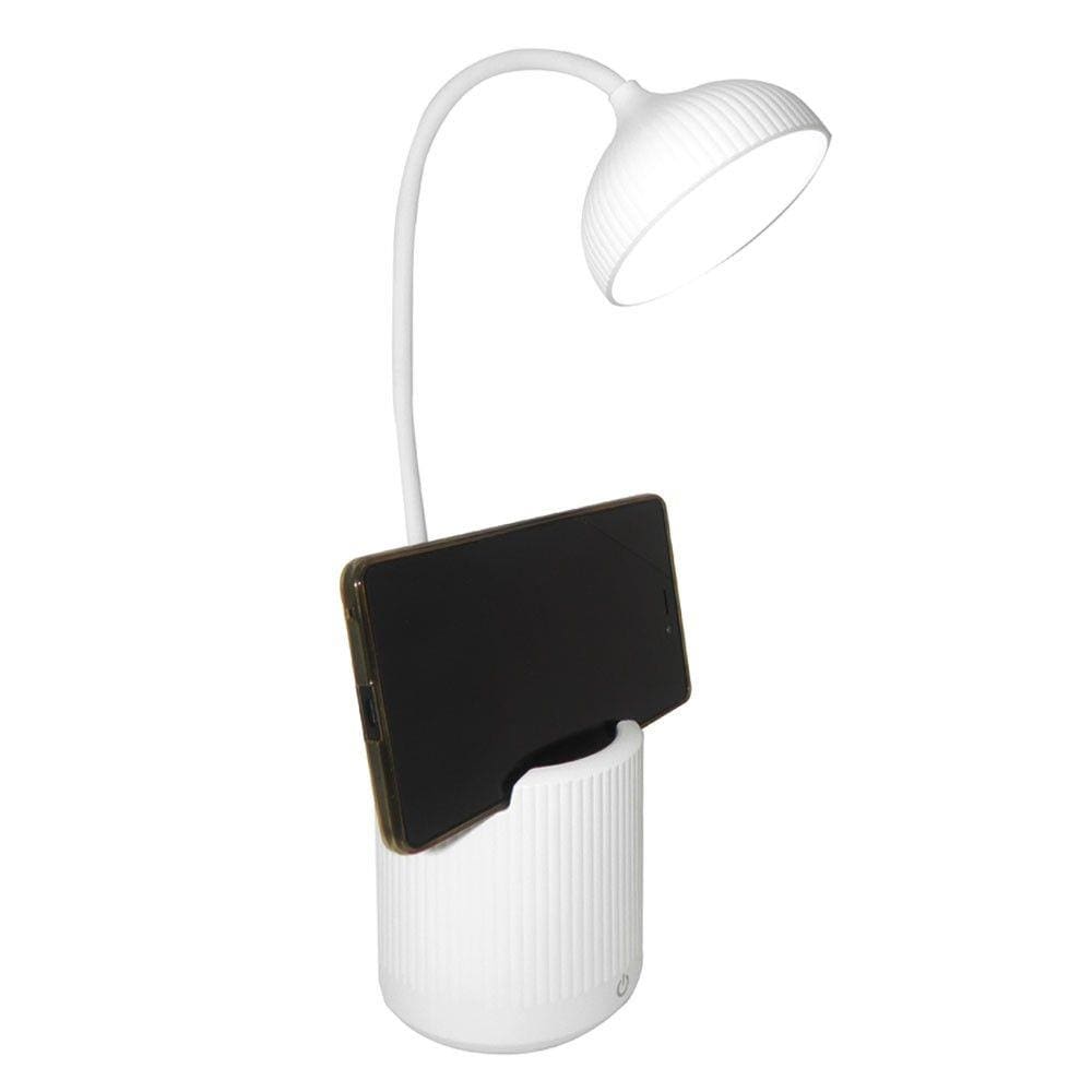 Luminaria de Mesa Abajur Touch Screen LED Recarregavel Flexivel Suporte Celular Lampada Escritorio Iluminaçao