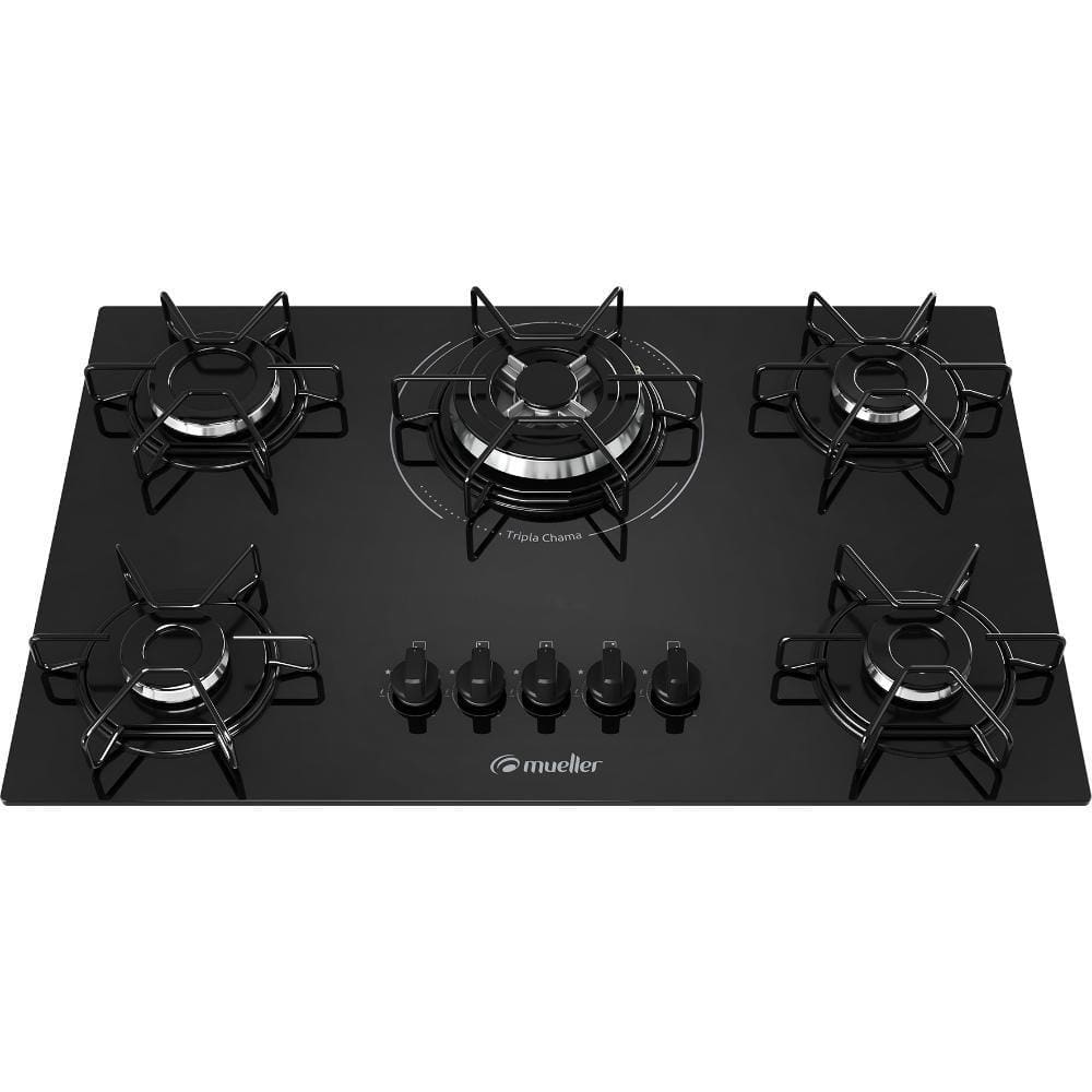 Cooktop Mueller 5 Bocas com Queimador Tripla Chama MCG135BG1