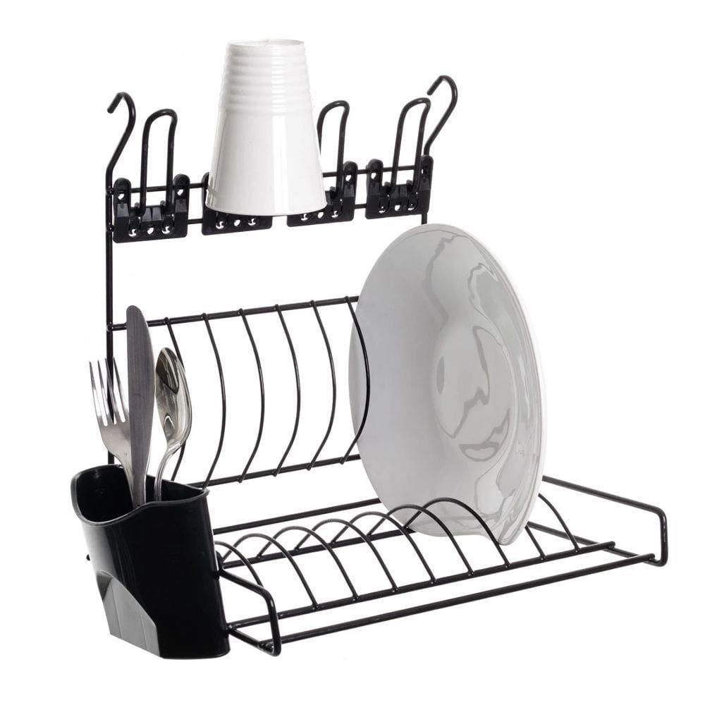 Escorredor de Louça Suspenso Parede 10 Pratos - Preto