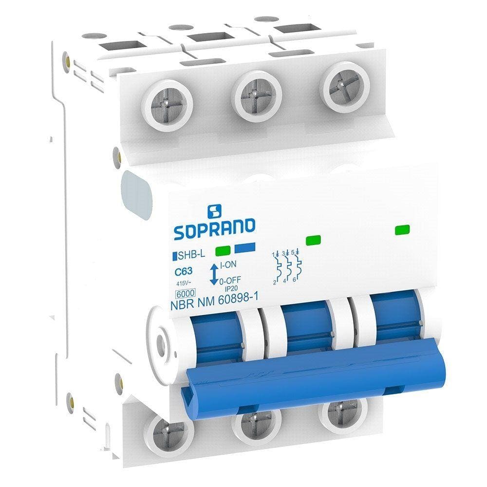 Disjuntor Soprano Din 3P 50A SHB Curva C Cemig