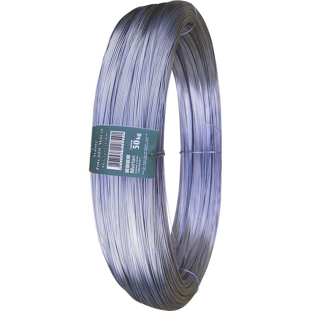 Arame Liso Galvanizado Morlan 14 Industrial Rolo 50Kg