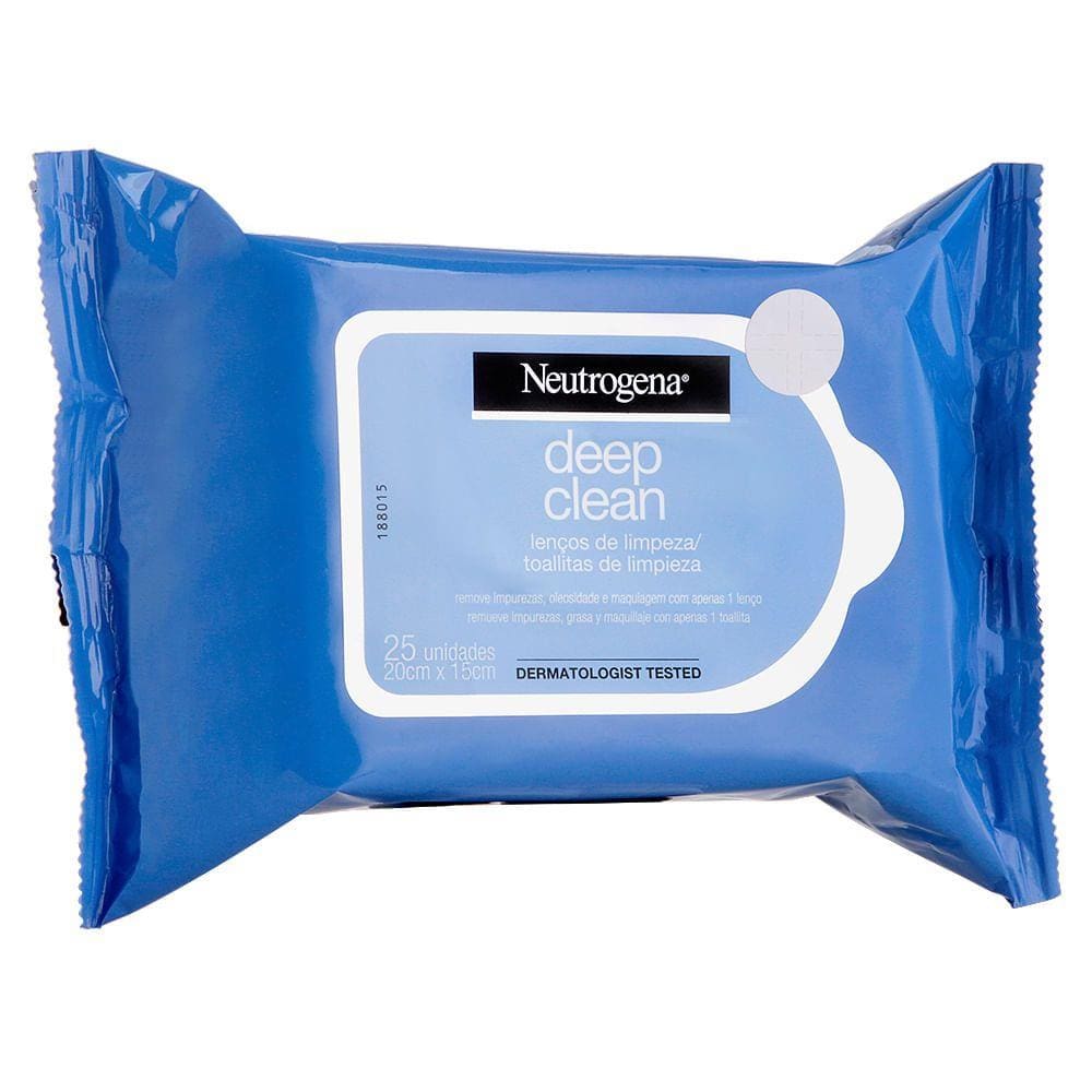 Lenço Demaquilante Neutrogena Deep Clean 25 Unidades