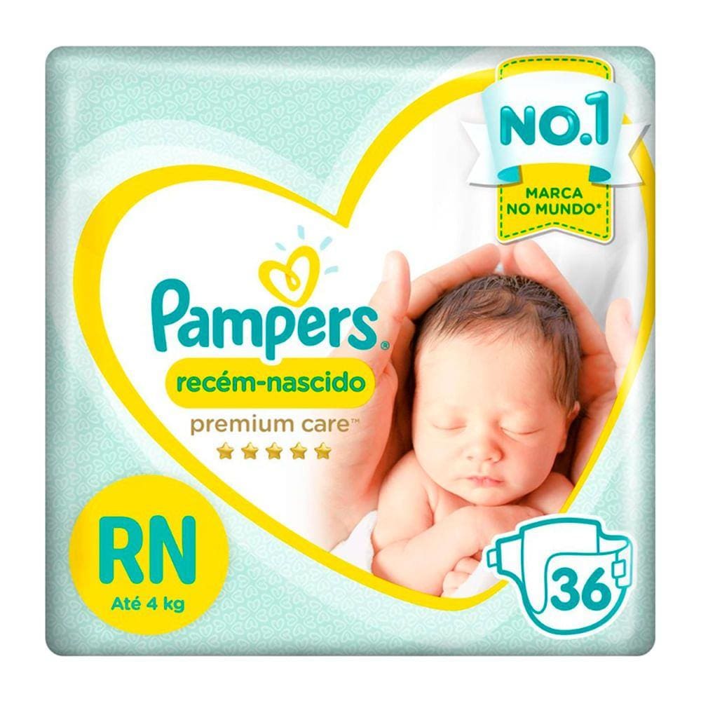 Fralda Pampers Recém-Nascido Premium Care RN 36 Unidades