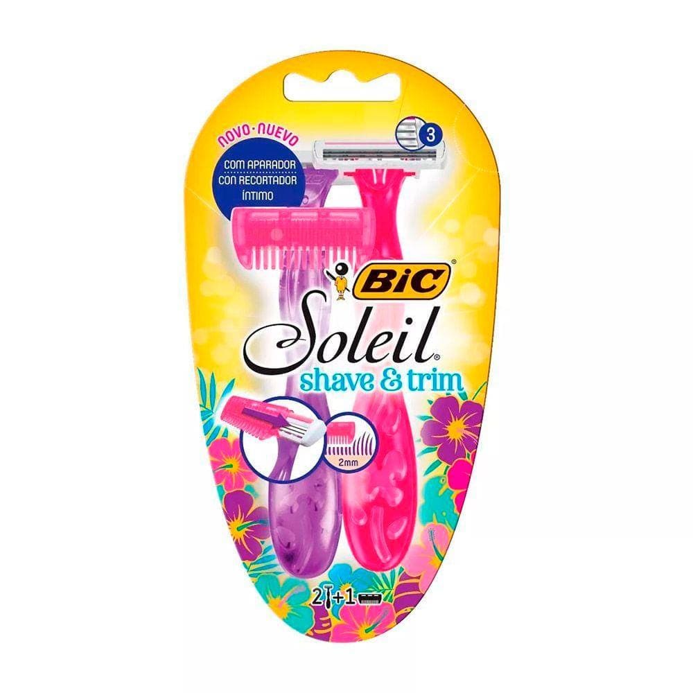 Aparelho de Depilação Bic Soleil Shave & Trim com 2 Unidades + Aparador de Pelos