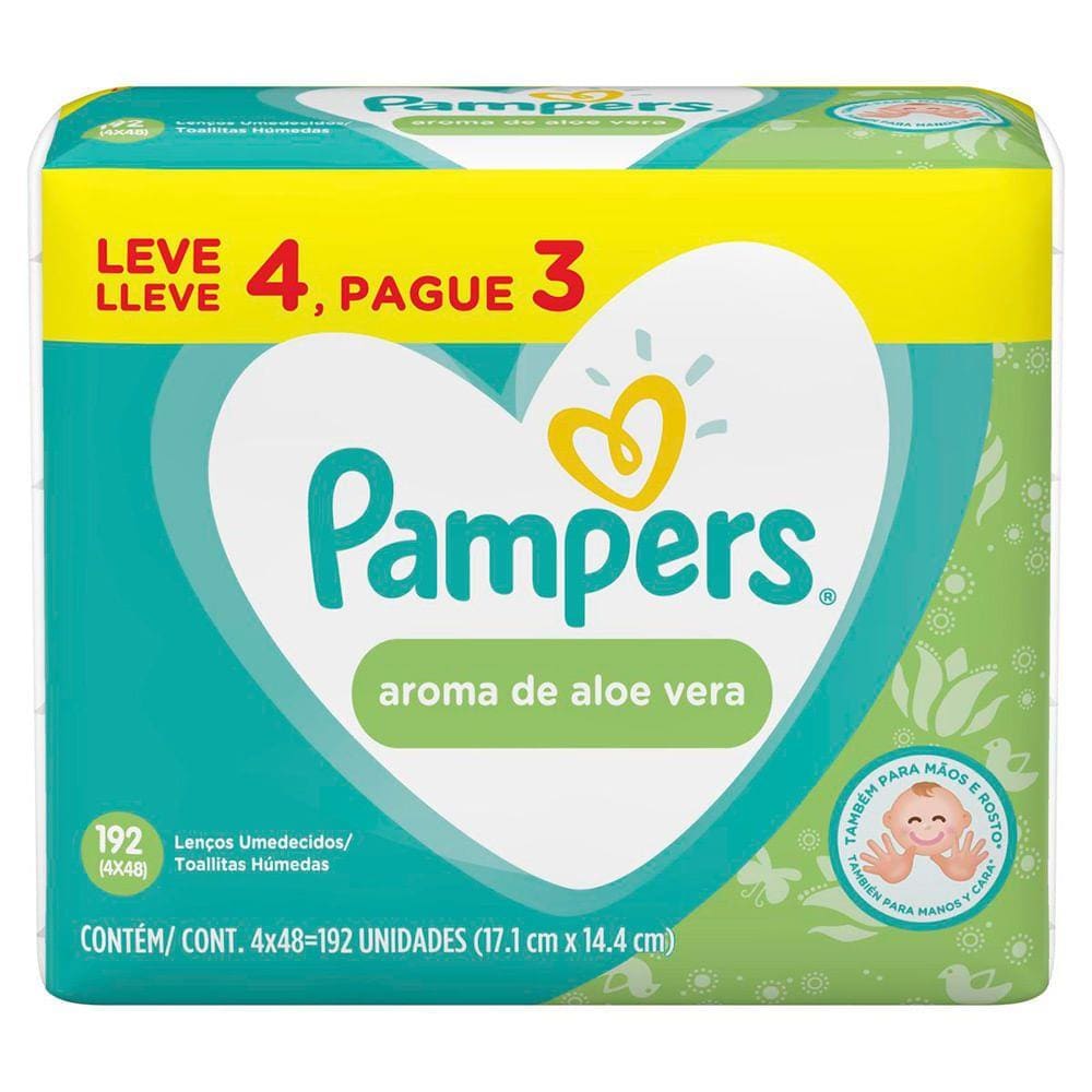 Lenços Umedecidos Pampers Aroma de Aloe Vera 192 Unidades