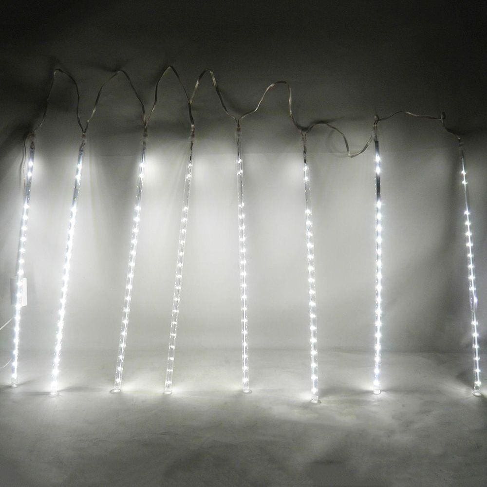 Cascata Pisca Pisca Natal Snow Fall Chuva de Neve 8 Tubos Branco 320 Leds