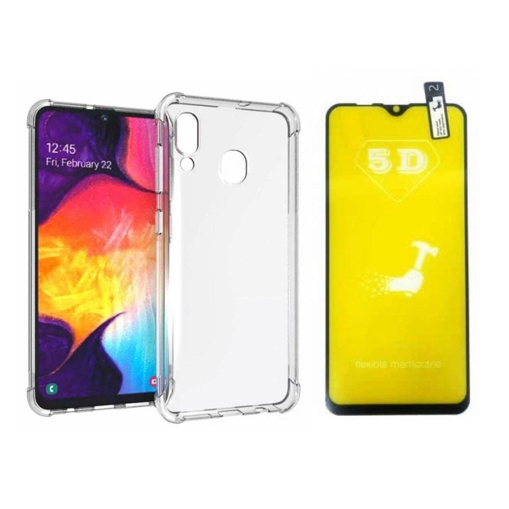 Capinha Antichoque e Película Gel 5D Samsung A20