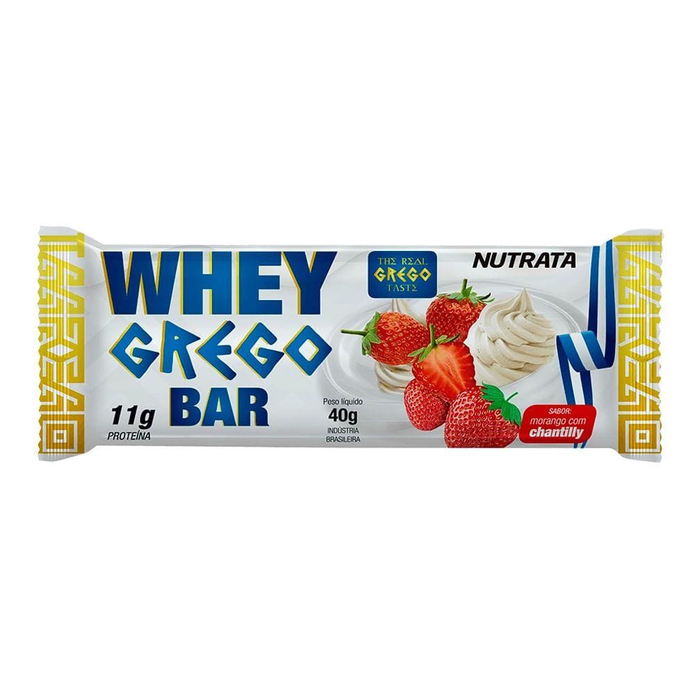 Barra de Proteína Wey Grego Bar Nutrata Sabor Morango com Chantilly 40g