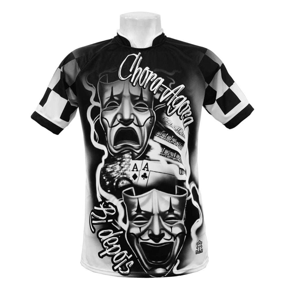 Camisa/Camiseta Chora agora Ri depois Quadriculado