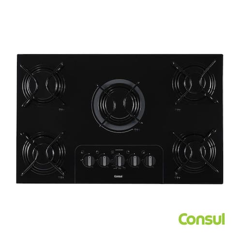 imagem-Cooktop a Gás de 05 Bocas Consul com Acendimento Super Automático Preto - CD075AE - Bivolt