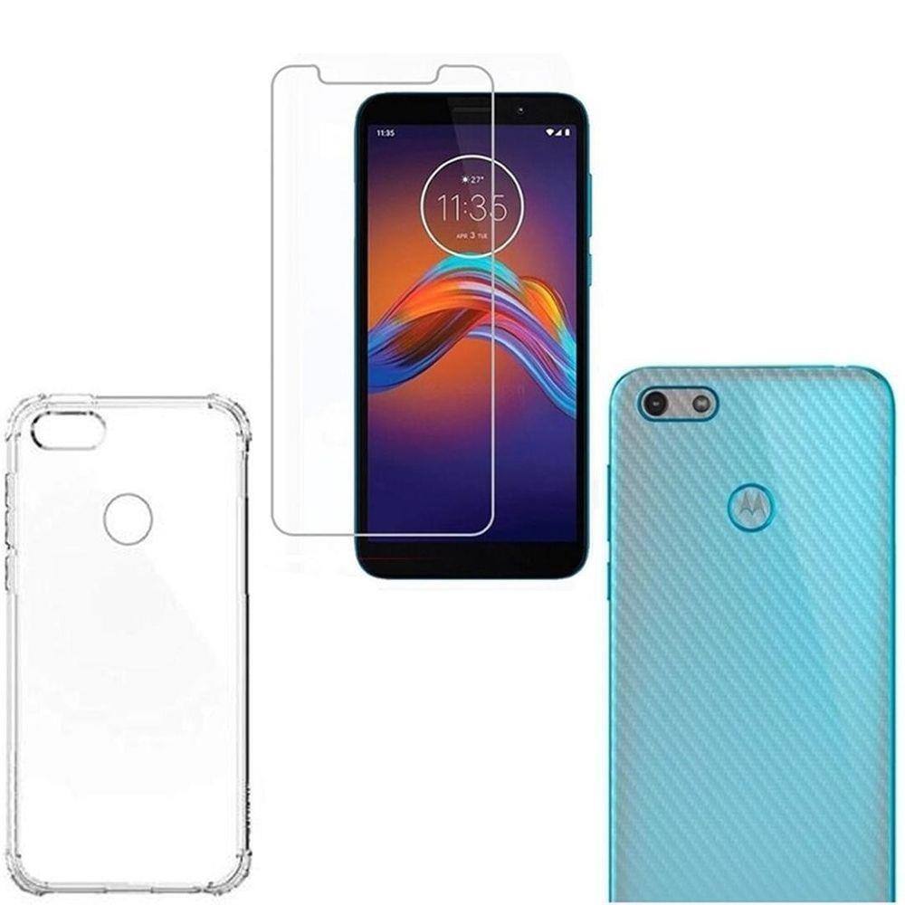 Capinha Antichoque E Película Vidro E Traseira Moto E6 Play | Extra