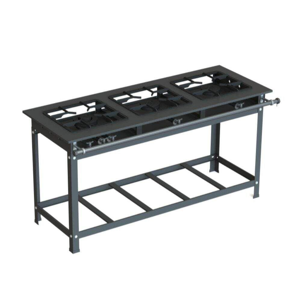 Fogão Industrial 30x30 P7 3 Bocas Baixa Pressão 2QS 1QD - JL Colombo