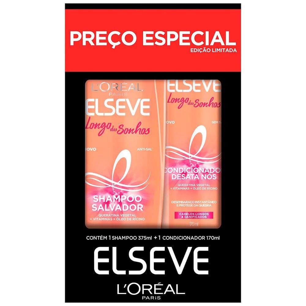 Kit Elseve Longo Dos Sonhos Shampoo 375ml + Condicionador 170ml