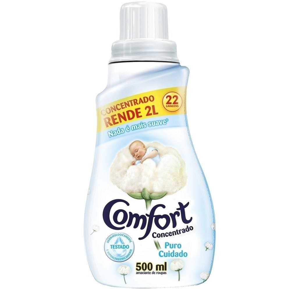 Amaciante Comfort Concentrado Puro Cuidado 500ml - Embalagem c/ 12 Unidades