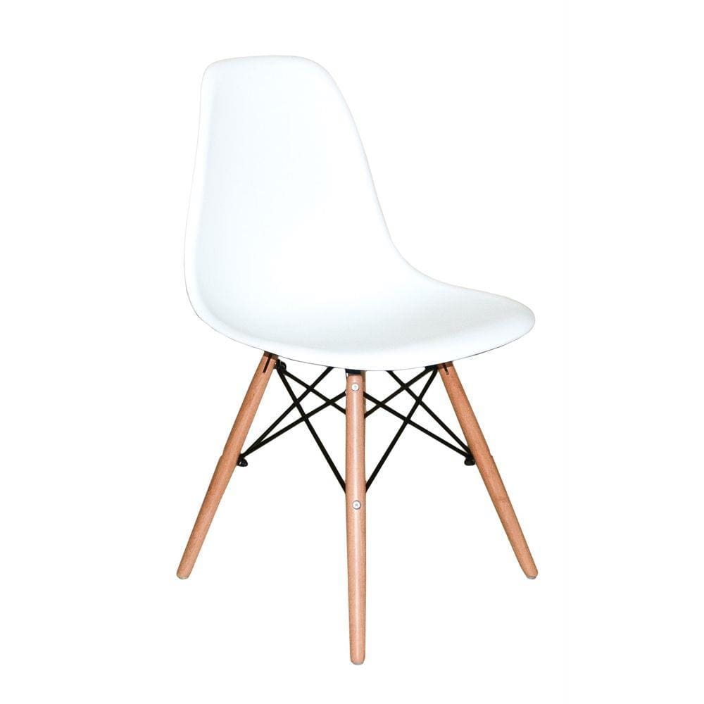 Kit 4 Cadeiras Charles Eames ABS B Madeira Umix 331F Branca