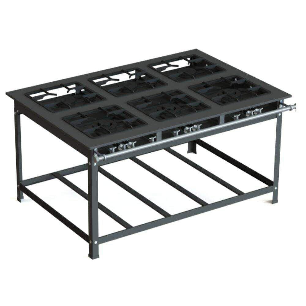 Fogão 6 Bocas Jl Colombo Industrial Baixa Pressão Grafite - 6bsd