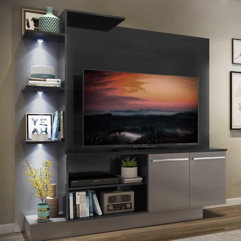 Estante c/ 3 Leds Painel TV 55\" e 2 portas Dallas Multimóveis