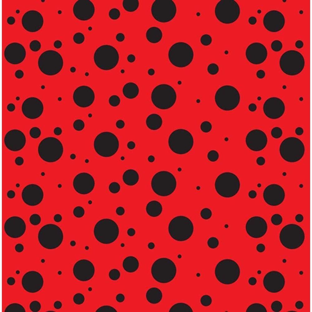 TOALHA TNT ESTAMPADA VERMELHO BOLAS PRETO 0,68 X 0,68 m C/ 5 PEÇAS