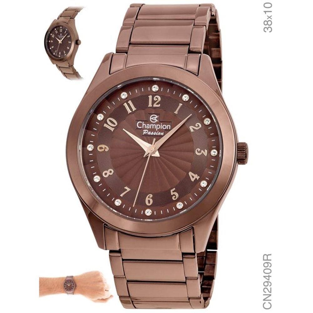 Relogio Champion Feminino Chocolate Cn29409r