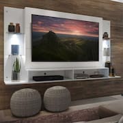 Painel TV 60” com 2 Leds e Prateleiras de Vidro Vegas Multimóveis