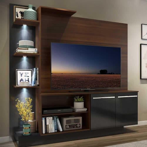 imagem-Estante c/ 3 Leds Painel TV 55" e 2 portas Dallas Multimóveis - Marrom
