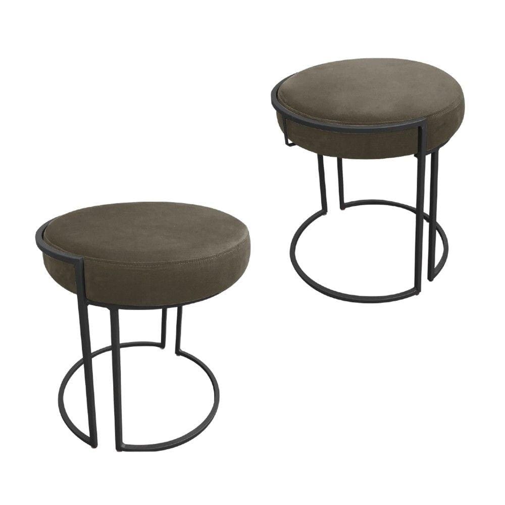 Kit 02 Puff Love Suede Base Preto D`Rossi