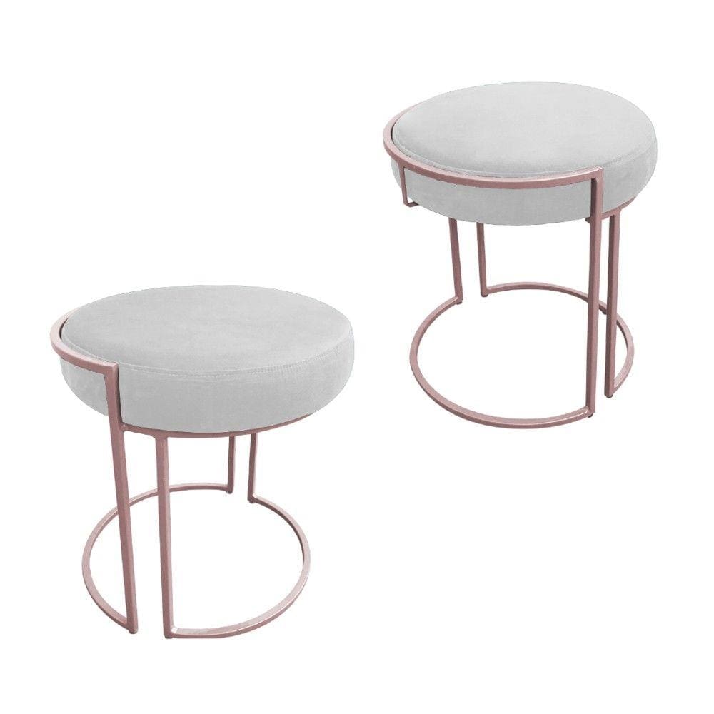 Kit 02 Puff Love Suede Base Rosê D`Rossi