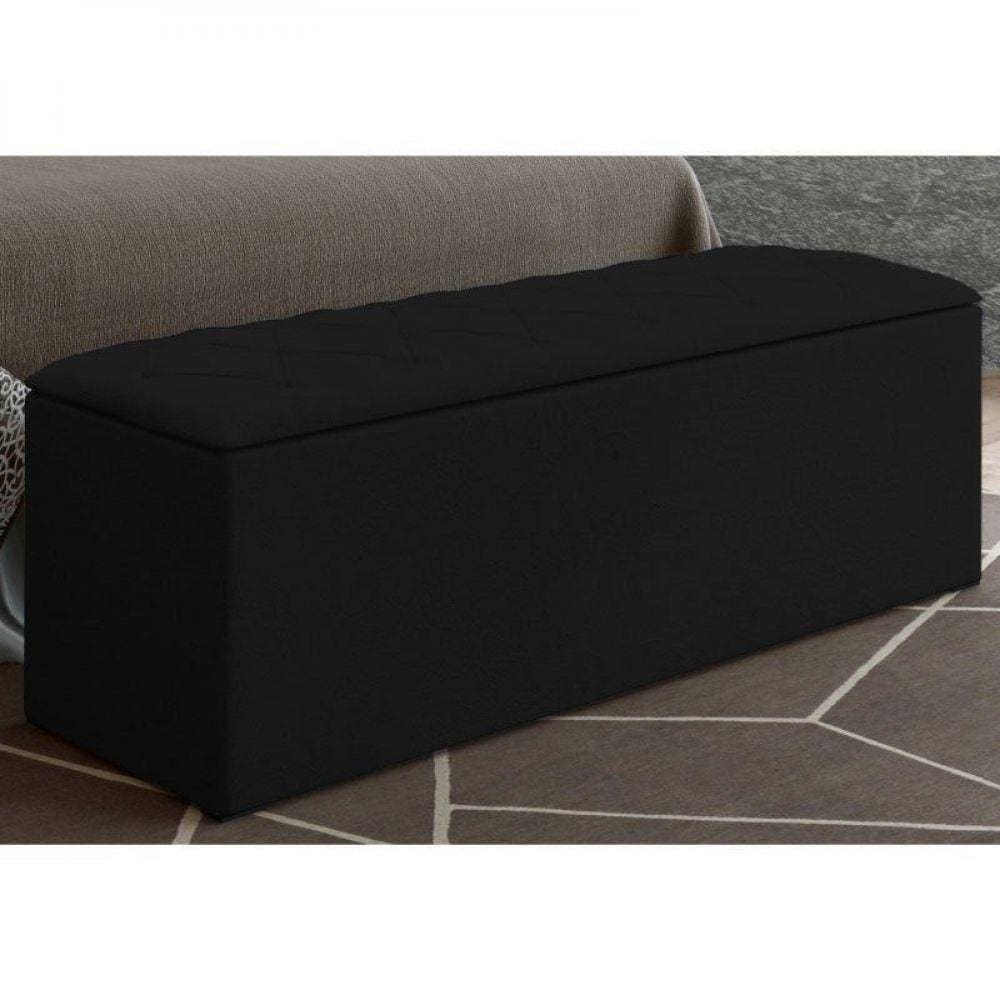 Calçadeira Com Baú Paris 195 Cm Suede Amassado Preto Drossi